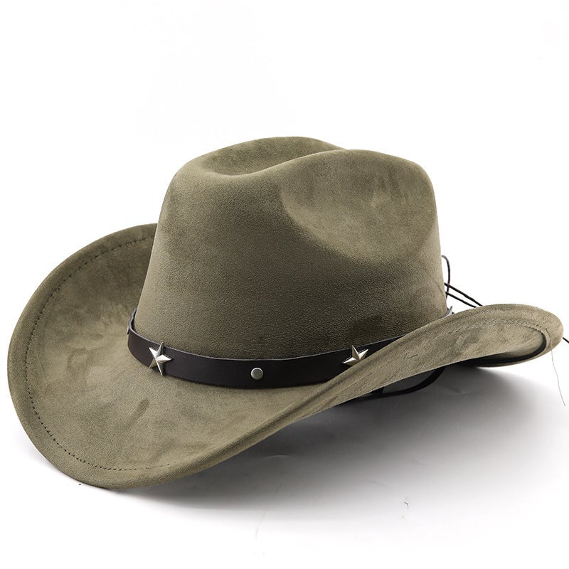 Fedora Hat Classic Five-pointed Belt  Western Cowboy Ethnic Felt Hat - Image 4