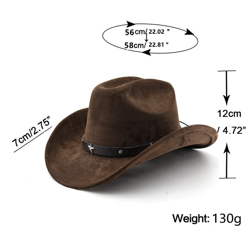 Fedora Hat Classic Five-pointed Belt  Western Cowboy Ethnic Felt Hat - Image 2