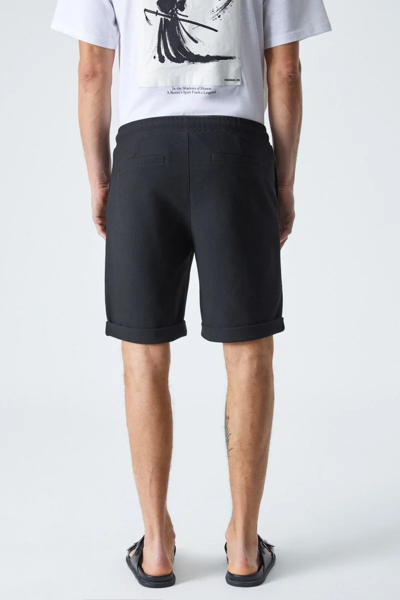 جريميلانج Ardian Men's Comfort Fit Pocket Drawstring Elastic Waist Black Shorts & Bermuda