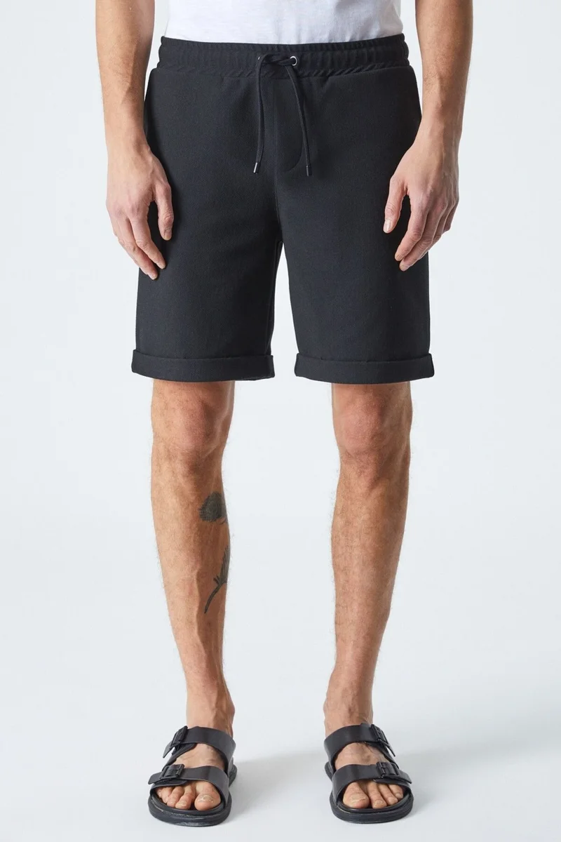جريميلانج Ardian Men's Comfort Fit Pocket Drawstring Elastic Waist Black Shorts & Bermuda