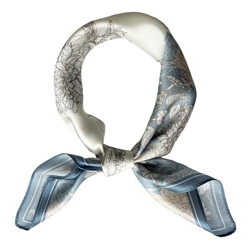 FONYVE 100% Mulberry Silk Scarfs for Women - Lightweight Square Satin Head Scarf - Small Silk Hair Scarf for Sleeping 21" x 21" - Image 1