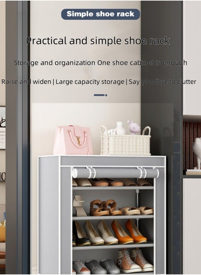 FPC - 4-Layer Shoe Rack Storage Cabinet Dustproof Multi-Layer Minimalist Non-Woven Fabric Home Furniture 60 * 28 * 68 - Image 1