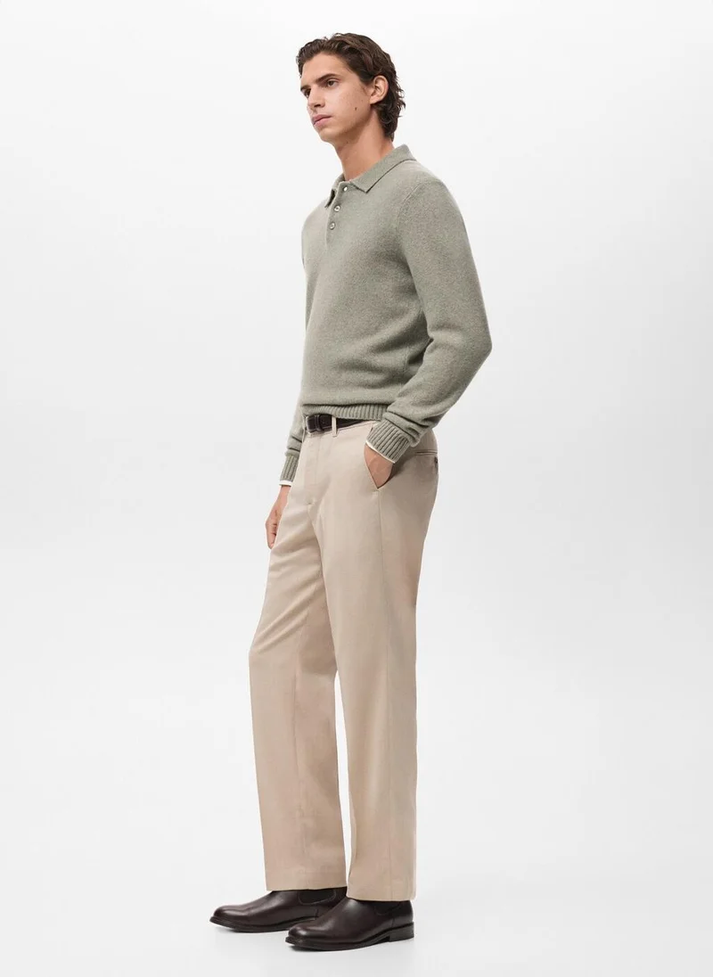 Mango Man  Knitted wool blend polo sweater for Men | Best Price UAE