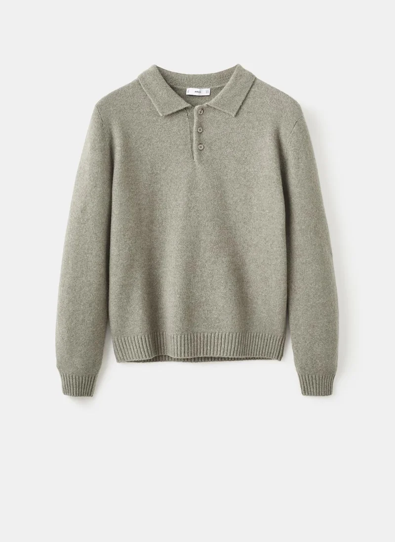 Mango Man  Knitted wool blend polo sweater for Men | Best Price UAE