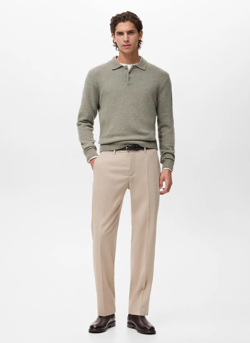 Mango Man  Knitted wool blend polo sweater for Men | Best Price UAE