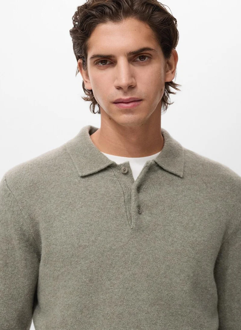 Mango Man  Knitted wool blend polo sweater for Men | Best Price UAE