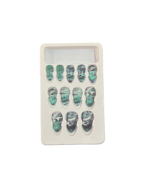 12 pcs False Nails with 12 pcs Nail Glue - MultiColor