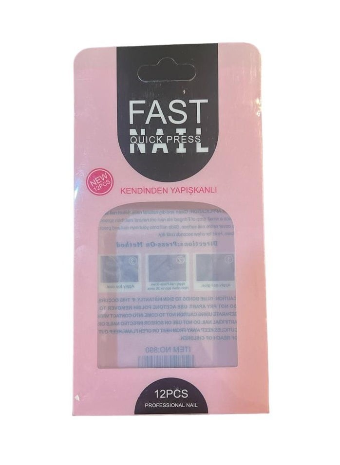 12 pcs False Nails with 12 pcs Nail Glue - MultiColor
