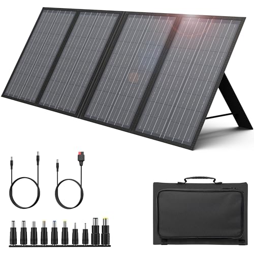 ENGINSTAR 60W Foldable Solar Panel Charger with 18V DC Outlet for Portable Power Stations EnginStar/Jackery/Rockpals/Flashfish, Portable Solar Generator with QC 3.0 for Outdoor Camping Van RV Trip - Image 1