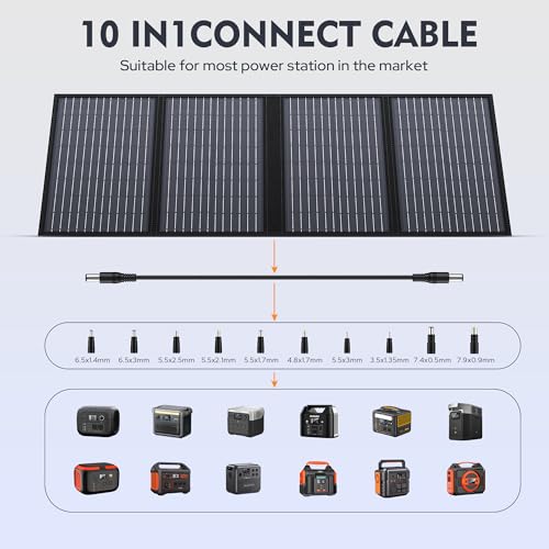 ENGINSTAR 60W Foldable Solar Panel Charger with 18V DC Outlet for Portable Power Stations EnginStar/Jackery/Rockpals/Flashfish, Portable Solar Generator with QC 3.0 for Outdoor Camping Van RV Trip - Image 4