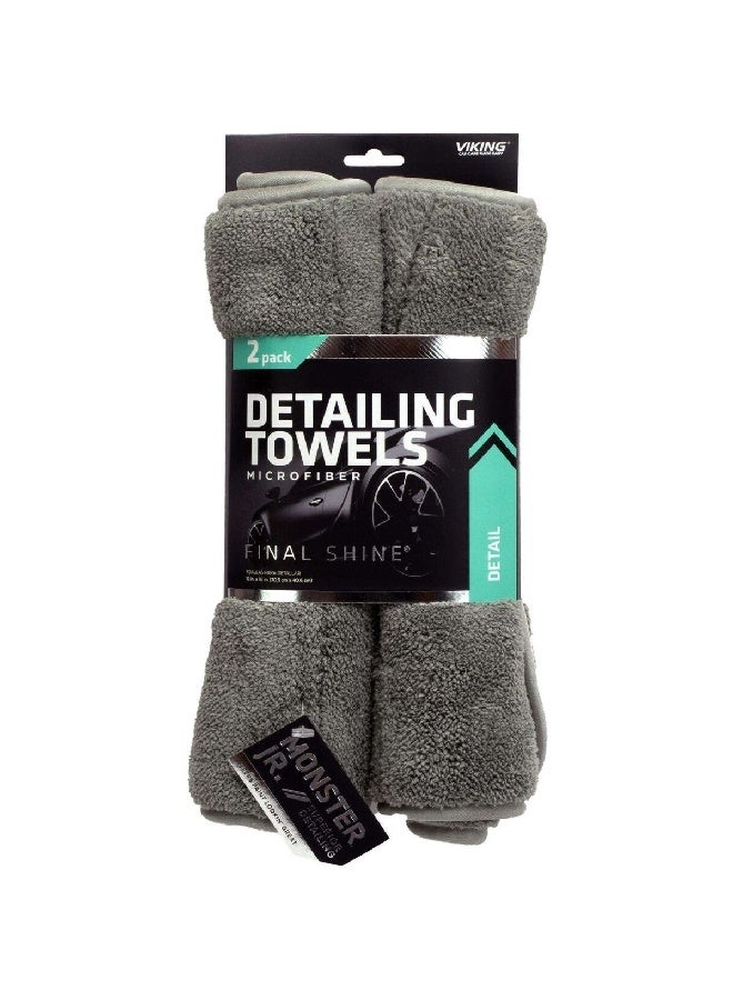 Viking 2-Piece Final Shine Microfiber Detailing Towels Grey 12 x 16 inch