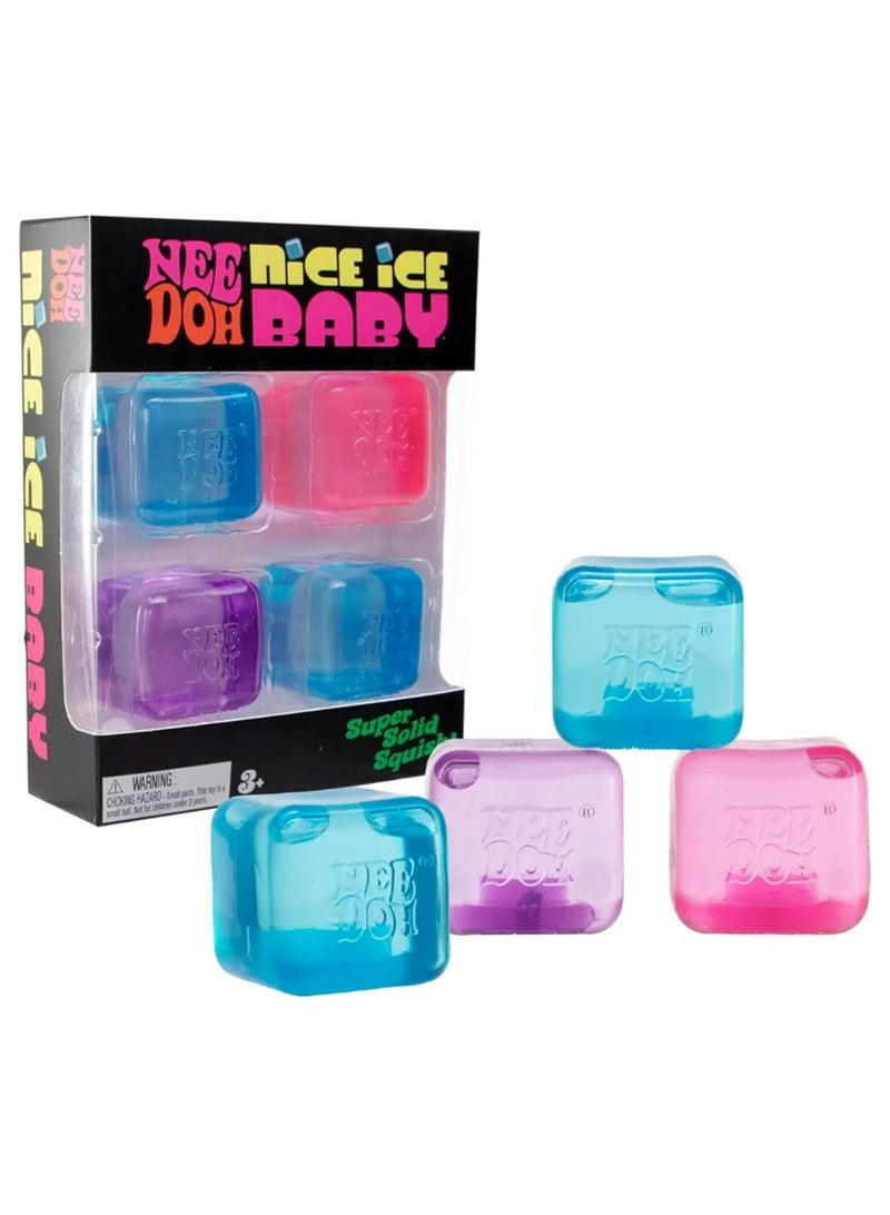Nice Ice Baby Squishy Cubes, 4-Pack Stress Relief Ice Cube Fidget Toys, Super Solid Squeeze Toys for Kids & Adults - Image 1