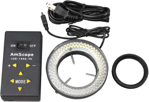 AmScope LED144A 144LED LightingDirectionAdjustable Microscope Ring Light with Adapter for Stereo Microscopes