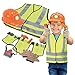 Dr. STEM Toys طقم زي عامل البناء من دكتور ستيم للألعاب مع قبعة وأدوات وحزام أدوات وقفازات والمزيد باللون البرتقالي والأصفر مقاس واحد يناسب معظم الأطفال من 3 إلى 6 سنوات - Image 2