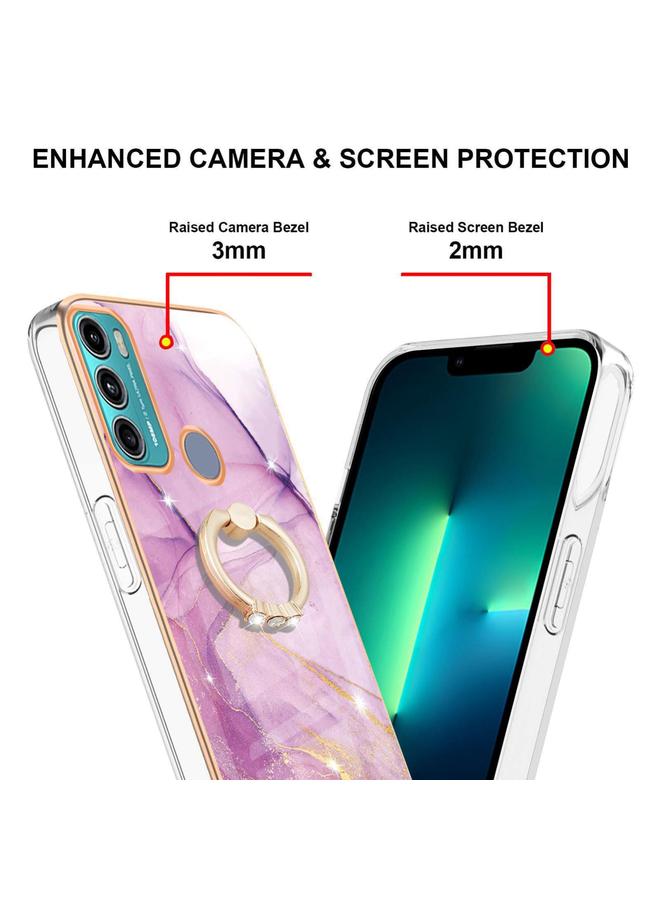 S-TOP Case For Motorola Moto G60/G40 Fusion Electroplating Marble Pattern IMD TPU Shockproof Phone Case with Ring Holder - Image 3