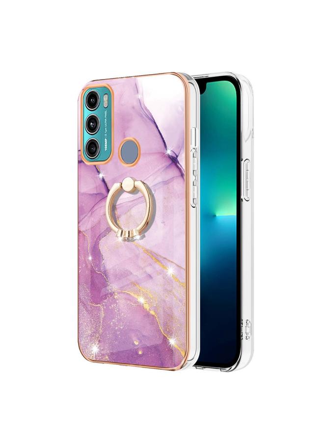 S-TOP Case For Motorola Moto G60/G40 Fusion Electroplating Marble Pattern IMD TPU Shockproof Phone Case with Ring Holder - Image 2