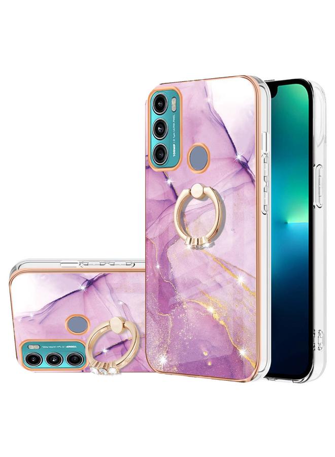 S-TOP Case For Motorola Moto G60/G40 Fusion Electroplating Marble Pattern IMD TPU Shockproof Phone Case with Ring Holder - Image 1