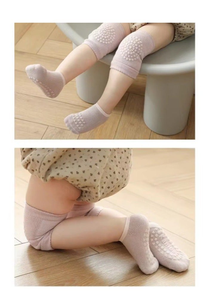 BAIG Baby Knee Pads Socks Set for Girls Boys Summer Solid Color Anti Slip Socks Kid Crawling Safety Floor Sock Leg Knee Protector - Image 2
