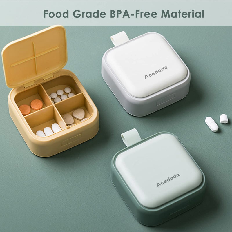 Acedada Small Pill Case, Cute Pill Box - Acedada Travel Daily Pill Organizer, Portable Pretty Pill Container for Purse Pocket, Compact Medicine Holder for Vitamins, Fish Oils, Supplements, Green - Image 3