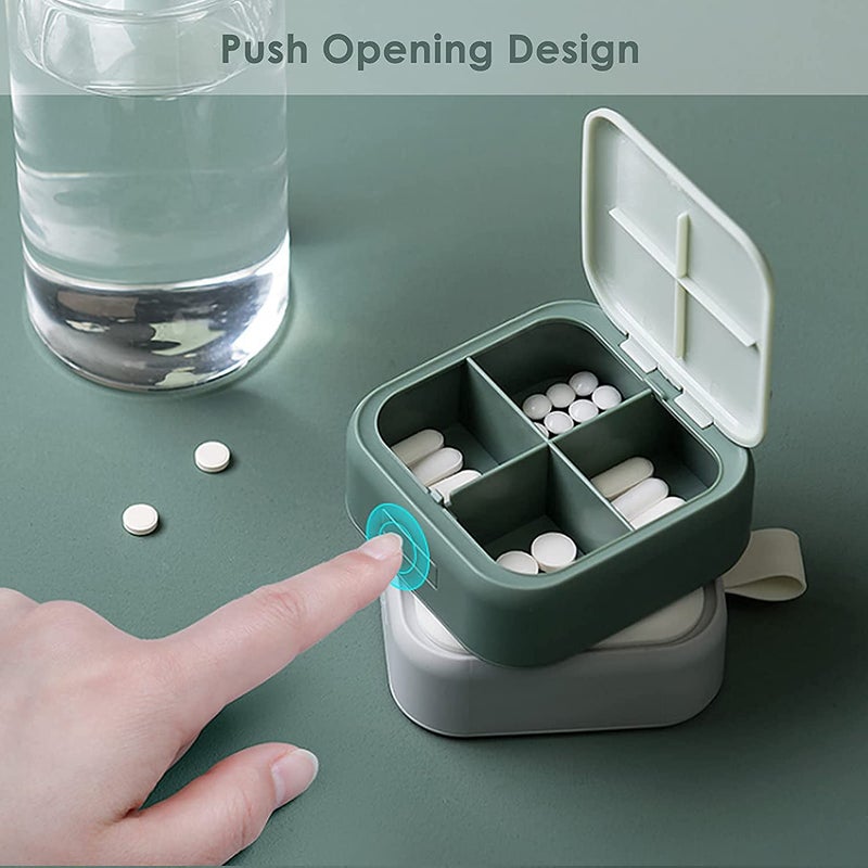 Acedada Small Pill Case, Cute Pill Box - Acedada Travel Daily Pill Organizer, Portable Pretty Pill Container for Purse Pocket, Compact Medicine Holder for Vitamins, Fish Oils, Supplements, Green - Image 2