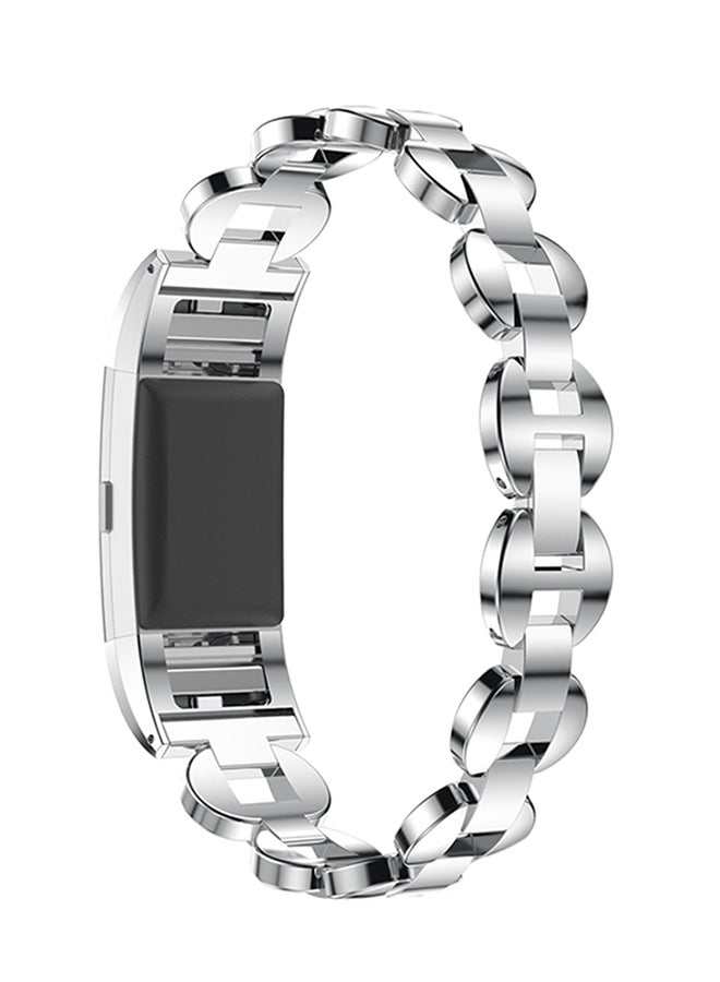 Replacement Watch Band For Fitbit Charge 2 Silver/White - Image 3