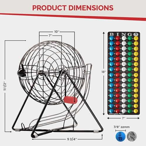 MR CHIPS 11" (Inch) Tall Professional Bingo Set with Steel Cage, Everlasting 7/8” Balls, Master Board for Balls - Mysterious Black Color - Image 2