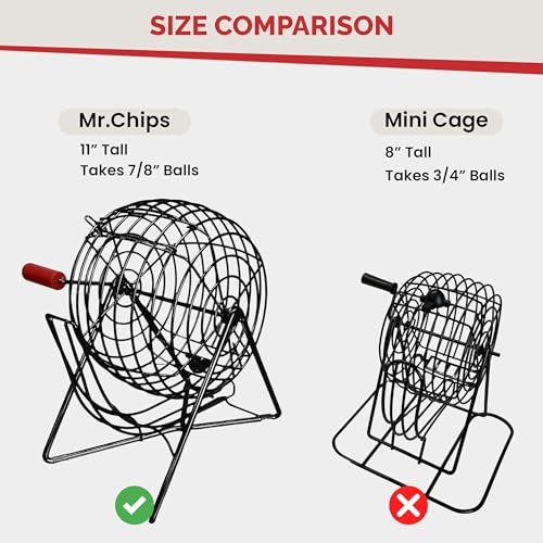 MR CHIPS 11" (Inch) Tall Professional Bingo Set with Steel Cage, Everlasting 7/8” Balls, Master Board for Balls - Mysterious Black Color - Image 4