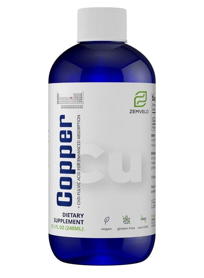 Zemvelo Liquid Ionic Chelated Copper | Natural Elixir for Healthy Connective Tissue | Healthy Hair, Skin, Nails & Collagen | Healthy Iron Levels | Mood Balance | 3 Month Supply - Image 1