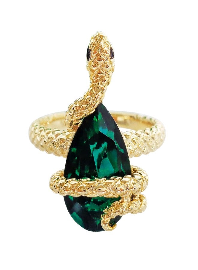 Navachi 18k Gold Plated Water Drop Green Crystal Zircon Snake Az0401r Ring (Sizes 7) - Image 1