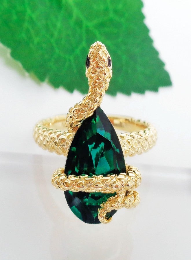 Navachi 18k Gold Plated Water Drop Green Crystal Zircon Snake Az0401r Ring (Sizes 7) - Image 4
