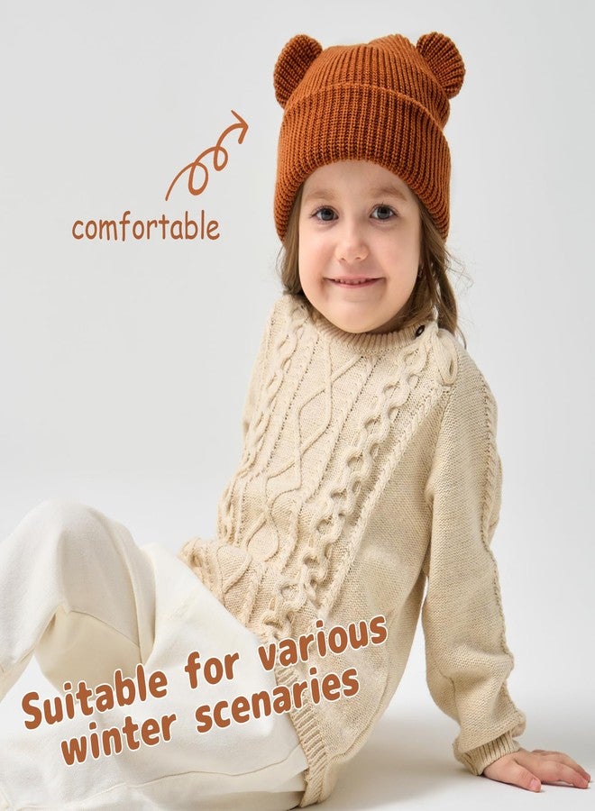 YATANAM Toddler Boy Winter Hat Baby Knit Beanie Girl Warm Hats Kid Bear Ear Beanies for Cold Weather (US, Age, 0 Months, 12 Months, Beige+Pink) - Image 5