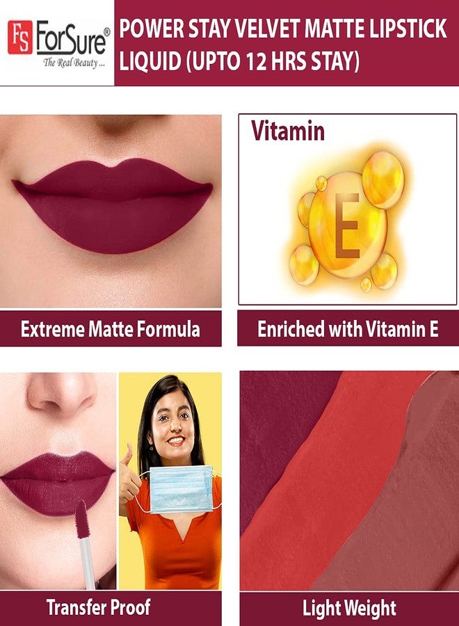 ForSure® Liquid Matte Lipstick Waterproof - Power Stay Lipstick combo (Upto 12 Hrs Stay) (Cherry Maroon, Deep Brown) - Image 4