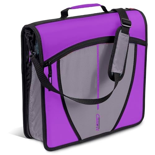 Case it Case-it Mighty Zip Tab School Zipper Binder | 3-Inch O-Rings, 600-Sheet Capacity, 5-Subject Expanding File Folder, Multiple Pockets & Storage Organizer, Shoulder Strap | D-146 Deep Purple - Image 5