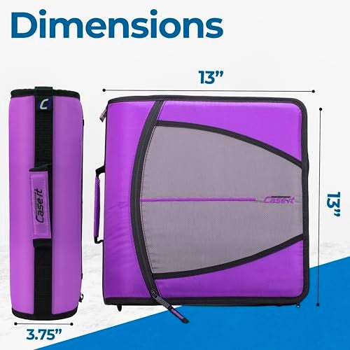 Case it Case-it Mighty Zip Tab School Zipper Binder | 3-Inch O-Rings, 600-Sheet Capacity, 5-Subject Expanding File Folder, Multiple Pockets & Storage Organizer, Shoulder Strap | D-146 Deep Purple - Image 2