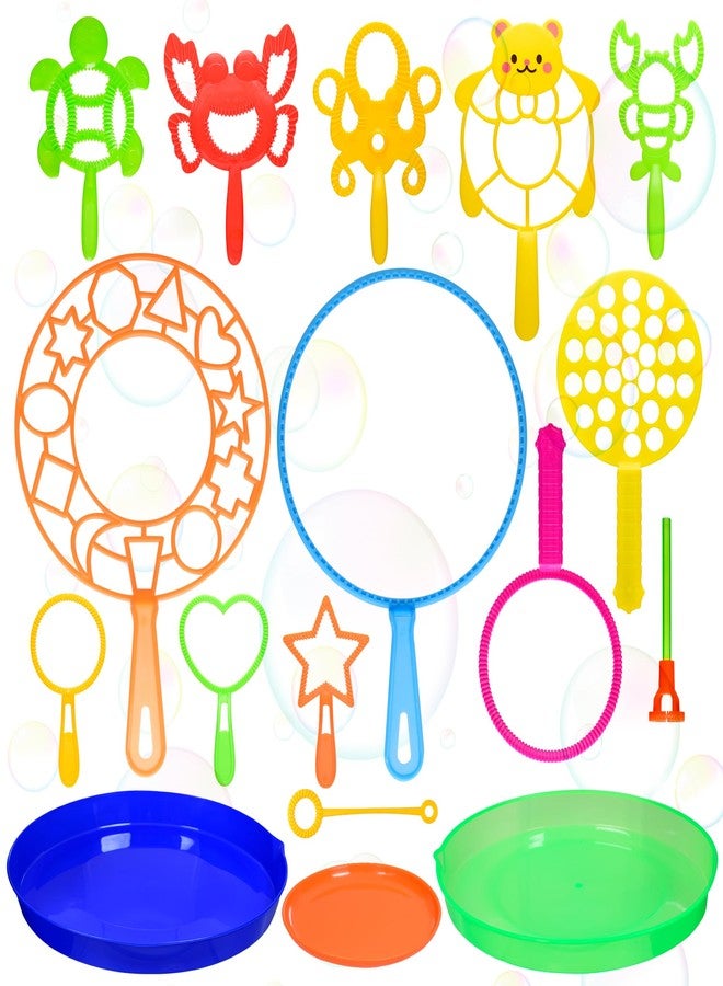 iShyan Bubble Wands Set for Kids,17 pcs Assorted Bubble Wands with Tray, Big Bubble Maker Wand for Kids Summer Outdoor Games,Birthday Party,Family Event,Gifts for Bubble Lovers - Image 1