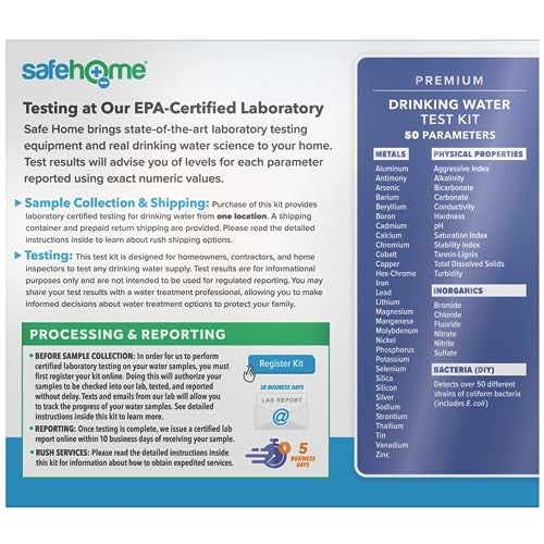 Safe Home 50in1 Premium Drinking Water Test Kit Test at our EPA Certified Laboratory Home Inspections Mortgage Loans Real Estate Transactions More - Image 5