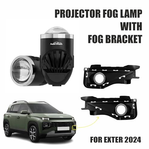 Audio Wheels 2" LED Projector Fog Lamp with Cover - 120W, Tri-Color (White/Warm/Yellow) | with Blue Tint Film | 12V/24V Fog Light for Car & Vehicle Modification | For Huyndai Exter 2024 - Image 2
