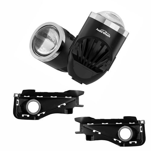Audio Wheels 2" LED Projector Fog Lamp with Cover - 120W, Tri-Color (White/Warm/Yellow) | with Blue Tint Film | 12V/24V Fog Light for Car & Vehicle Modification | For Huyndai Exter 2024 - Image 1