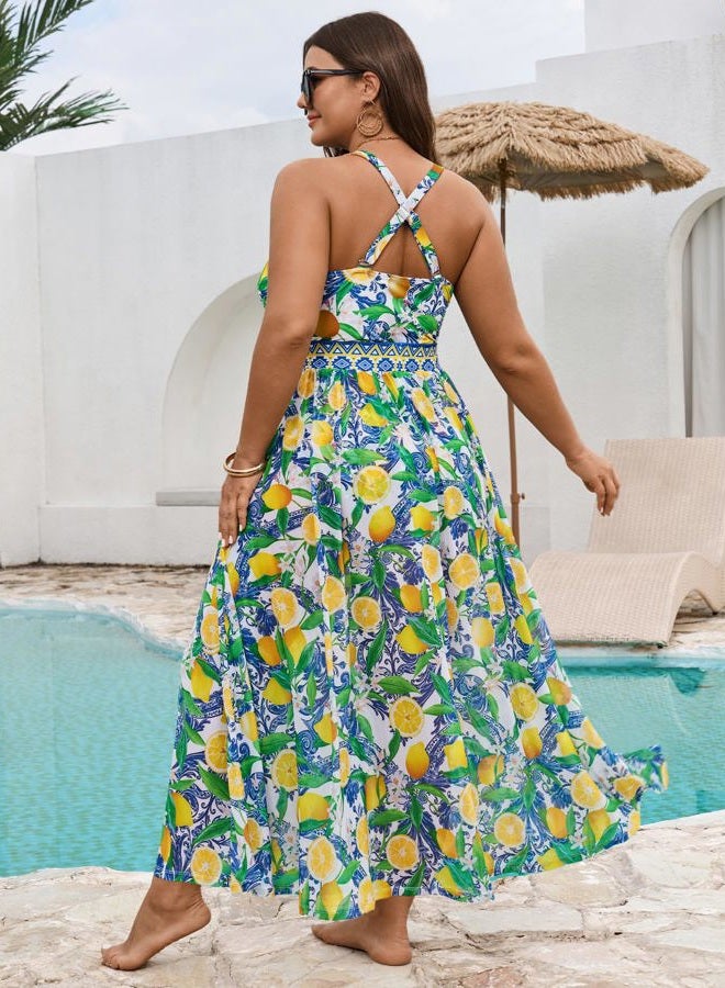 SCOMCHIC Womens Plus Size One Piece Swimsuit Tummy Control Bathing Suit Floral Prints Curvy Mesh Swim Skirt, Yellow Floral, XL Plus - Image 5