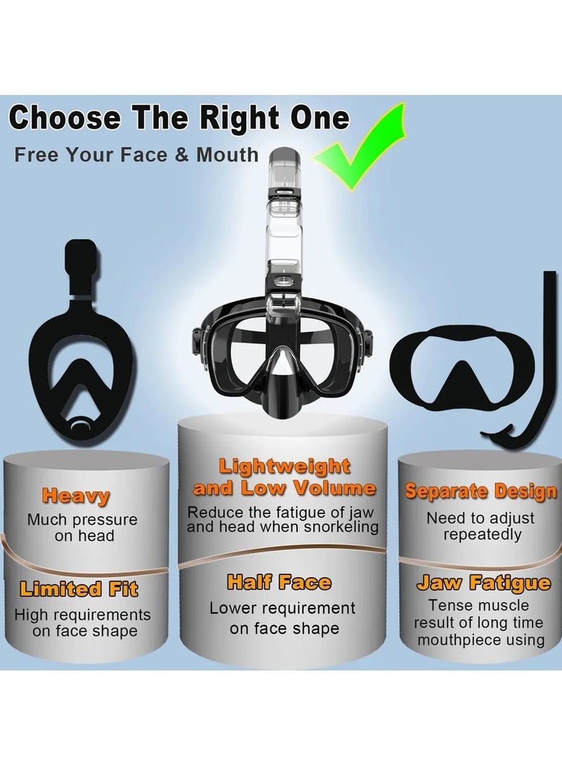 AROAQ Diving Masks Foldable Anti Fog Snorkel Mask Set with Full Dry Top System for Free Swim Professional Snorkel Gear Adults Kids S/M - Image 4