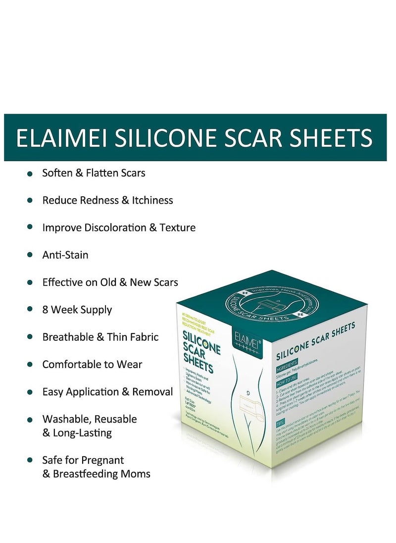 Elaimei - Silicone Scar Tape, Medical silicone scar remover sheet, stretch marks treatment waterproof silicone scar sheet 4cmx1.5m - Image 1