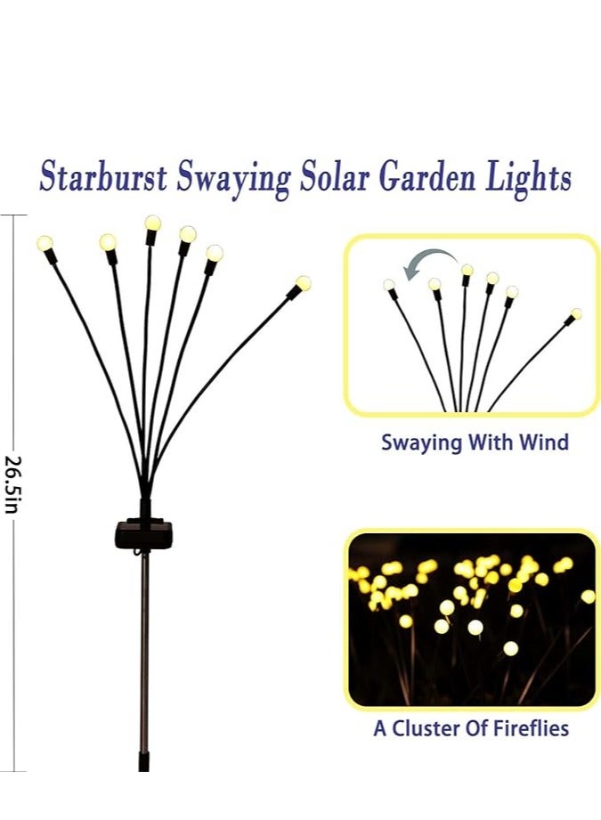 Generic 6 Pack Solar Garden Lights for Outdoor, Upgraded 6 LED Firefly Solar Swaying Lights, Sway by Wind, Waterproof Outdoor Lights Solar Powered for Yard Patio Pathway Decoration (Warm White)  - Image 1