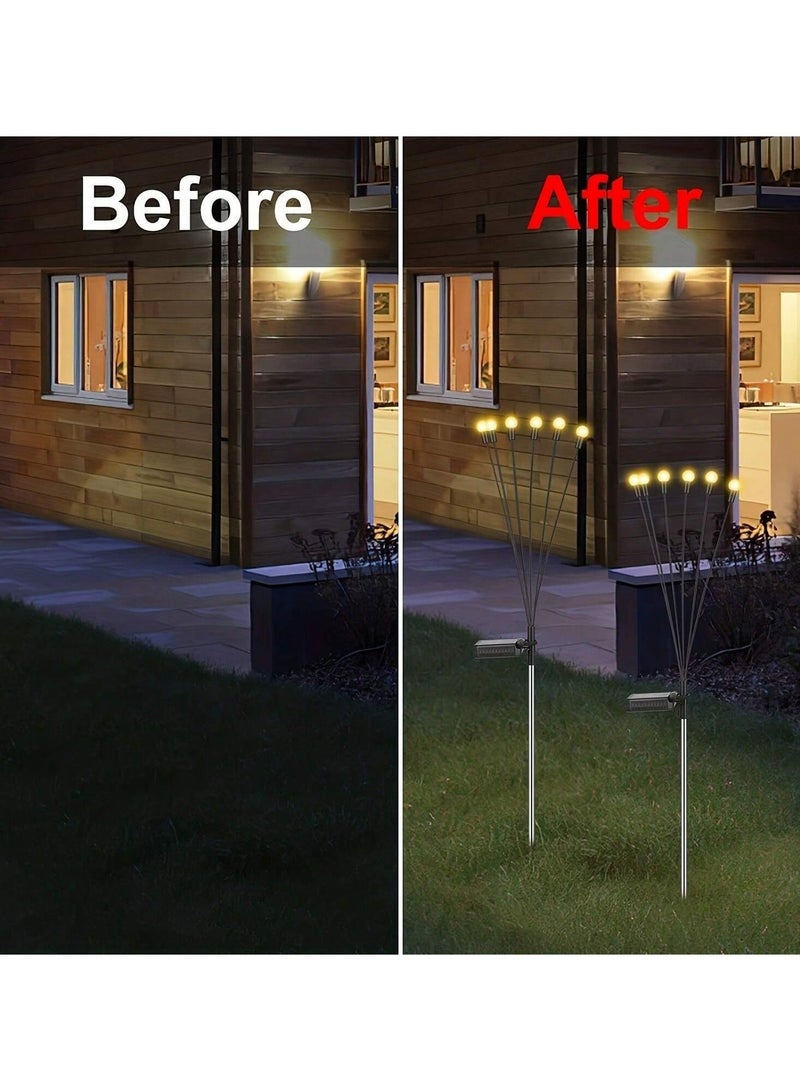 6 Pack Solar Garden Lights for Outdoor, Upgraded 6 LED Firefly Solar Swaying Lights, Sway by Wind, Waterproof Outdoor Lights Solar Powered for Yard Patio Pathway Decoration (Warm White) - Image 5