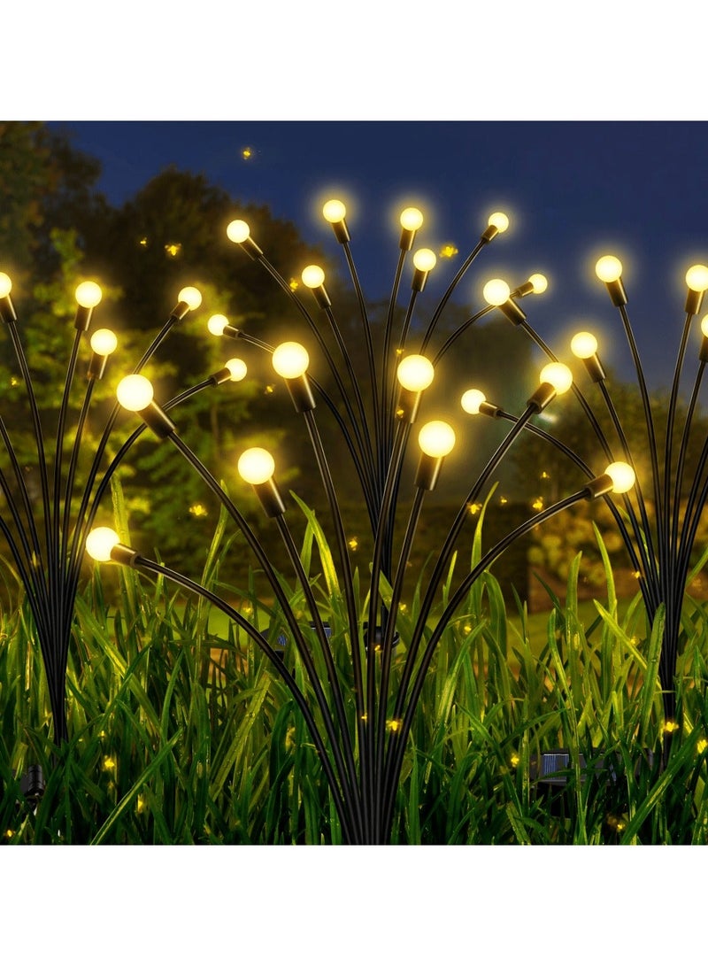 6 Pack Solar Garden Lights for Outdoor, Upgraded 6 LED Firefly Solar Swaying Lights, Sway by Wind, Waterproof Outdoor Lights Solar Powered for Yard Patio Pathway Decoration (Warm White) - Image 1