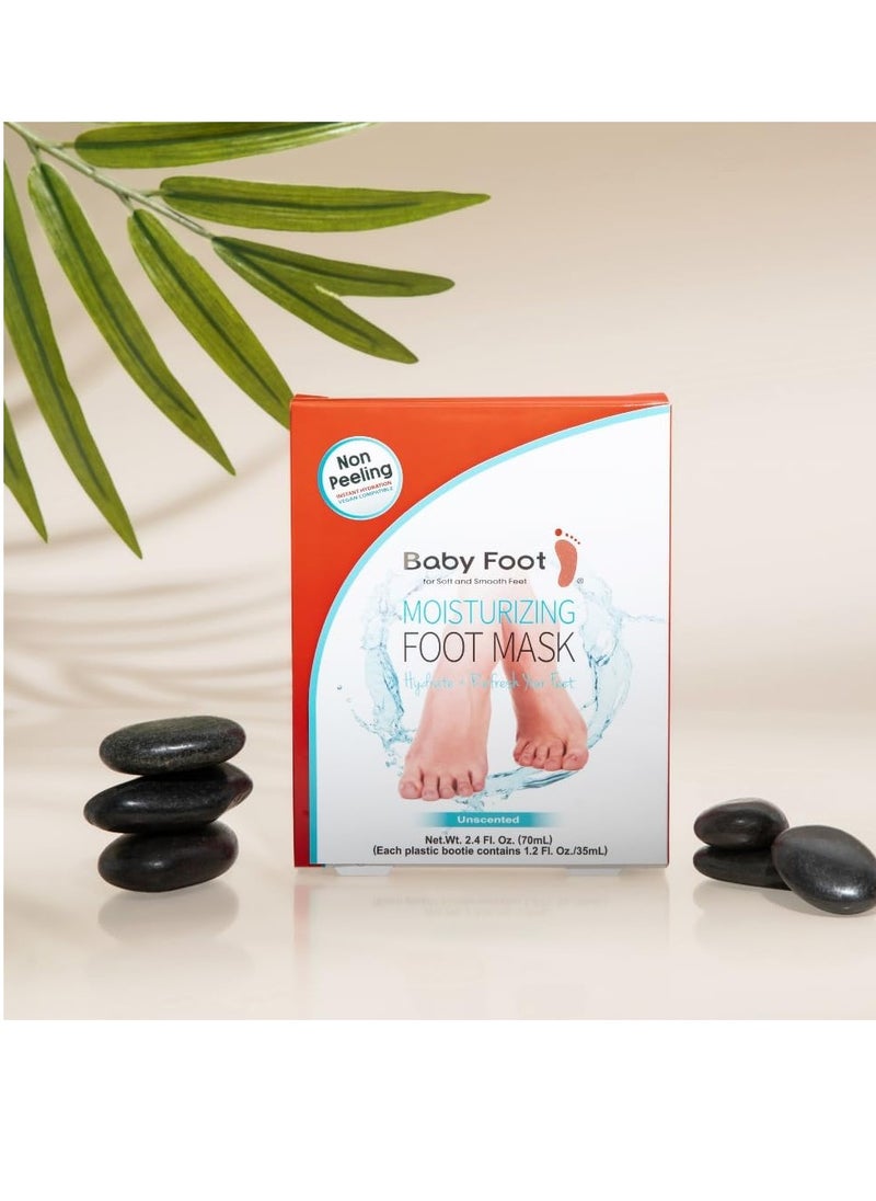 Baby Foot - Baby Foot Unscented Non-Peel Moisturing Mask – Hydrate and Refesh Feet in 15-Minute - No Pain Feet Treatment - For Men and Women - Smooth and rich moisturizer for Baby Soft Feet - Image 1
