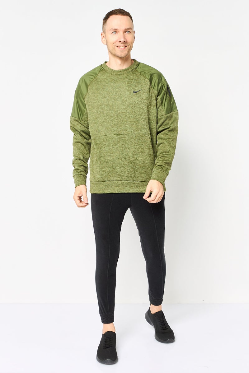 Nike سويت شيرت تدريب بأكمام طويلة للرجال بتقنية ثيرما فيت، زيتوني - Image 2