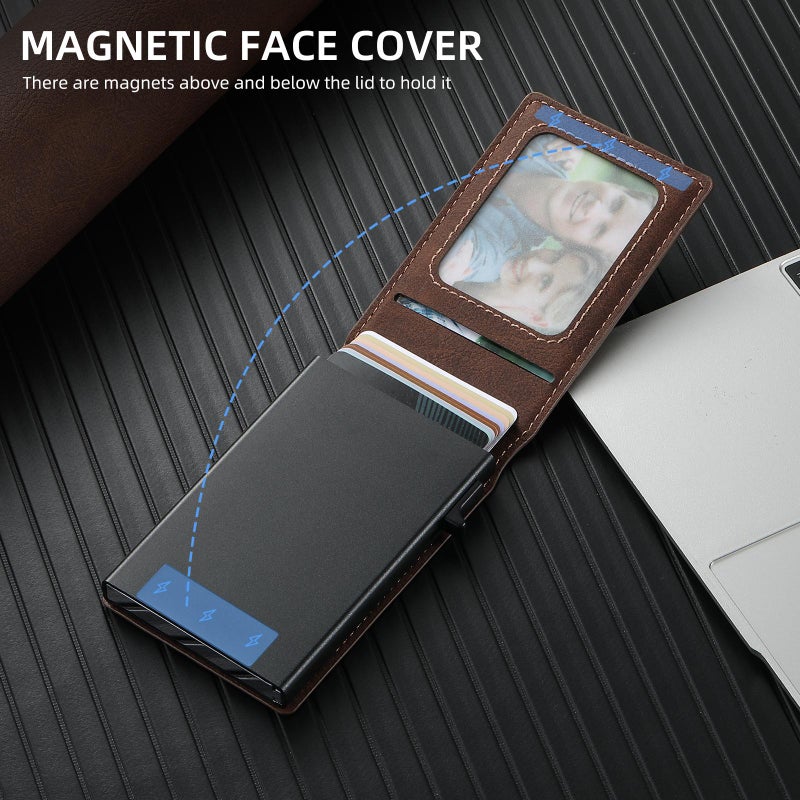 Suteni For Iphone 17 Pro Max H19 Litchi Grain 2-In-1 Magsafe Removable Card Box Back Phone Case(Brown) - Image 4