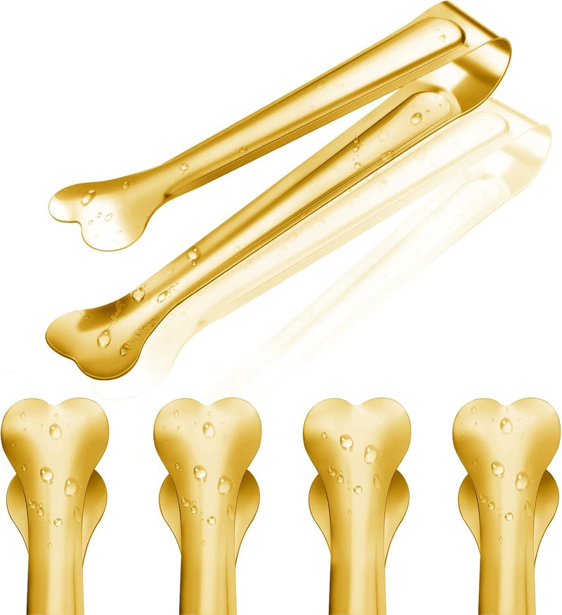 Dmoera 18 Pack Premium Small Serving Tongs, Mini Stainless Steel Appetizer Tongs 4.33Inch Gold - Image 2