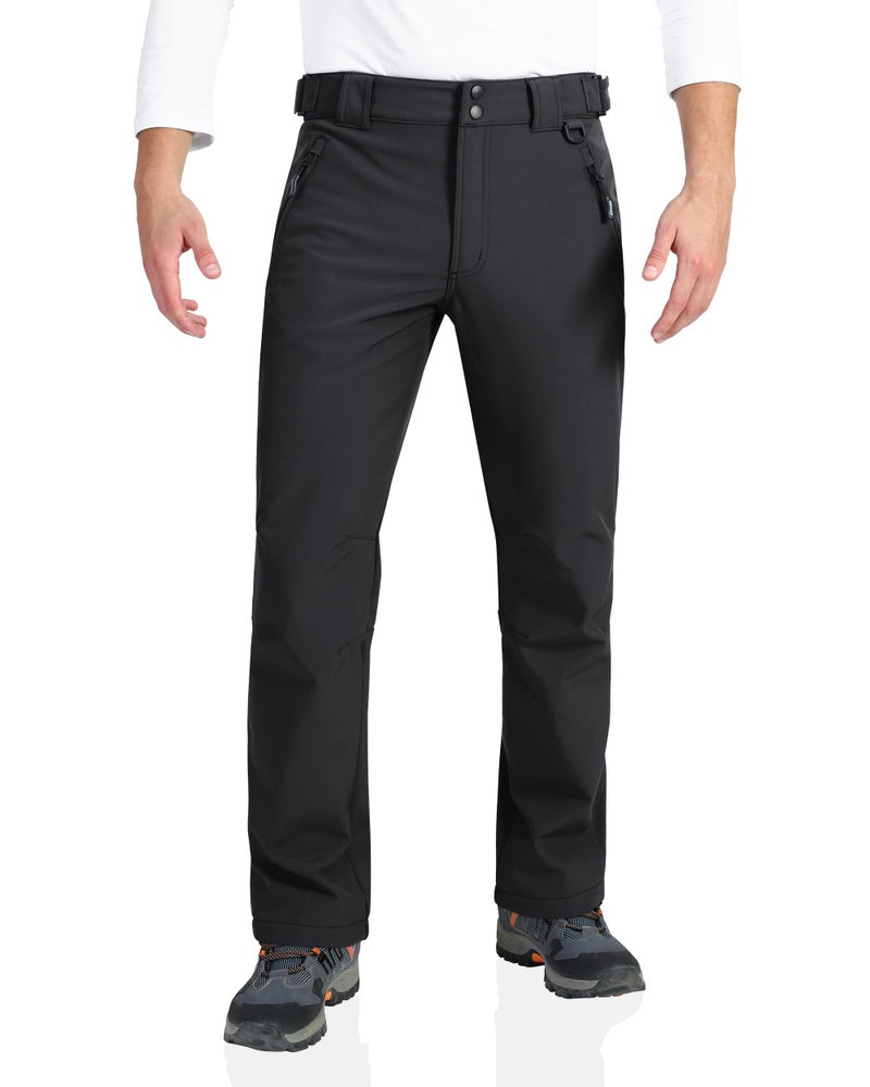 Outdoor Ventures Men's Lite Waterproof Windproof Fleece Lined Warm Hiking Ski Snow Pants Expandable-Waist - Image 1