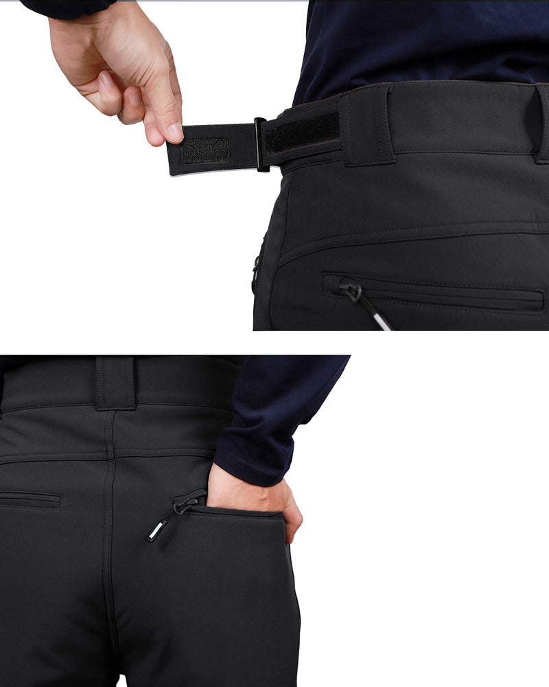 Outdoor Ventures Men's Lite Waterproof Windproof Fleece Lined Warm Hiking Ski Snow Pants Expandable-Waist - Image 5